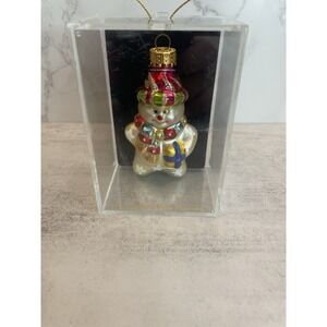 VTG Designers Studio CHRISTMAS SNOWMAN Hand Crafted Glass Ornament